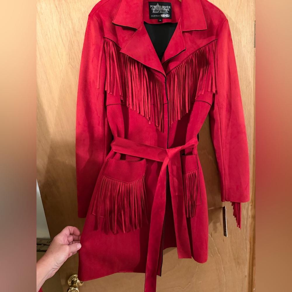 Panhandle Red Fringe Trench Coat